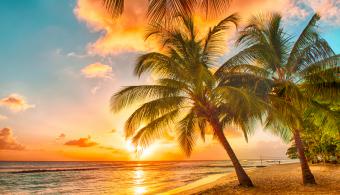 Un coucher de soleil au bord de l’eau à la Barbade