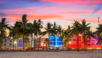 A Sunset on Ocean Drive in Miami 